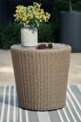 DANSON Beige Outdoor End Table from Ashley Furniture - Luna Furniture
