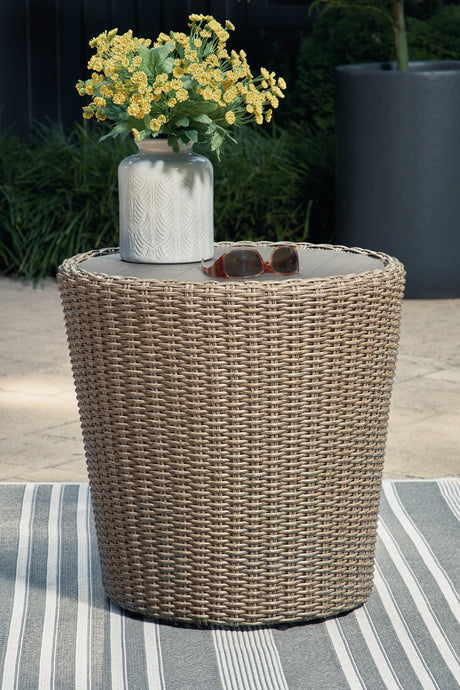 DANSON Beige Outdoor End Table from Ashley - Luna Furniture