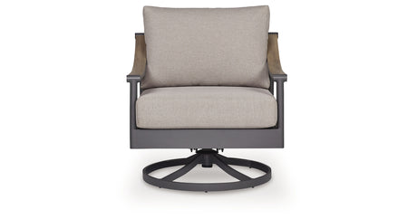 Ocean Beach Gray Outdoor Swivel Lounge with Cushion from Ashley Furniture - Luna Furniture