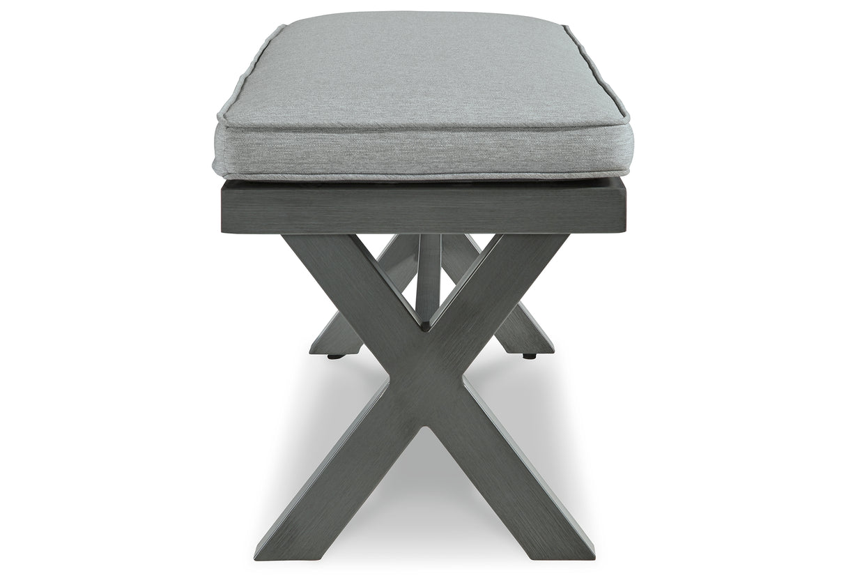 Elite Park Gray Outdoor Bench with Cushion from Ashley - Luna Furniture