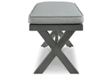 Elite Park Gray Outdoor Bench with Cushion from Ashley - Luna Furniture