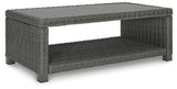 Elite Park Gray Outdoor Loveseat with Coffee Table from Ashley Furniture - Luna Furniture