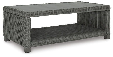 Elite Park Gray Outdoor Loveseat with Coffee Table from Ashley - Luna Furniture