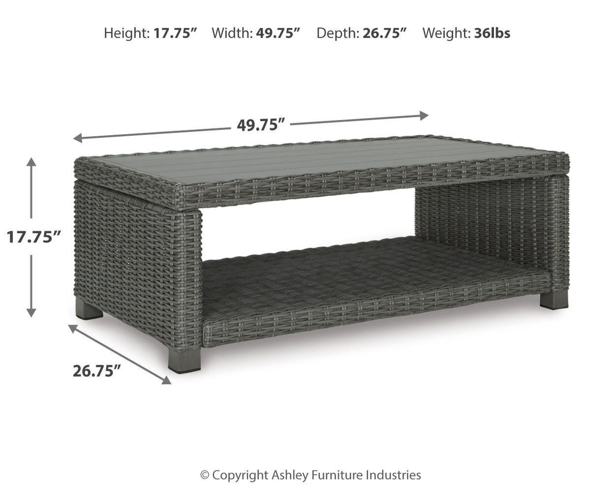 Elite Park Gray Outdoor Loveseat with Coffee Table from Ashley Furniture - Luna Furniture