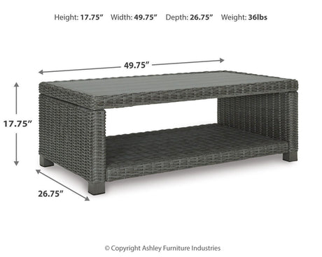 Elite Park Gray Outdoor Loveseat with Coffee Table from Ashley - Luna Furniture