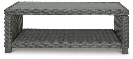 Elite Park Gray Outdoor Loveseat with Coffee Table from Ashley - Luna Furniture