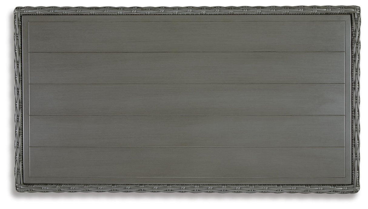 Elite Park Gray Outdoor Loveseat with Coffee Table from Ashley Furniture - Luna Furniture