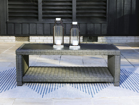 Elite Park Gray Outdoor Loveseat with Coffee Table from Ashley - Luna Furniture