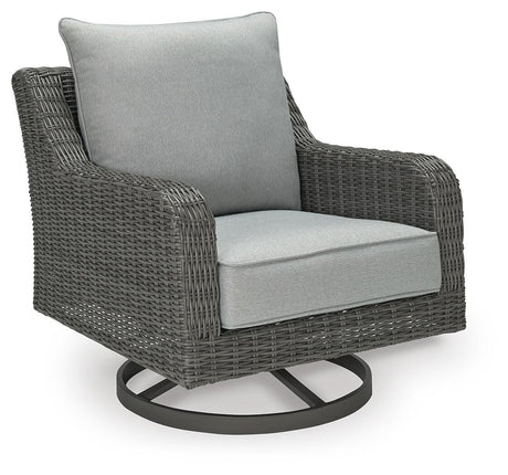 Elite Park Gray Outdoor Swivel Lounge with Cushion from Ashley - Luna Furniture
