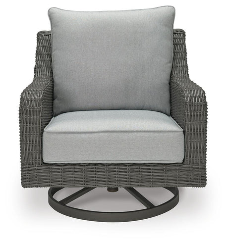 Elite Park Gray Outdoor Swivel Lounge with Cushion from Ashley - Luna Furniture