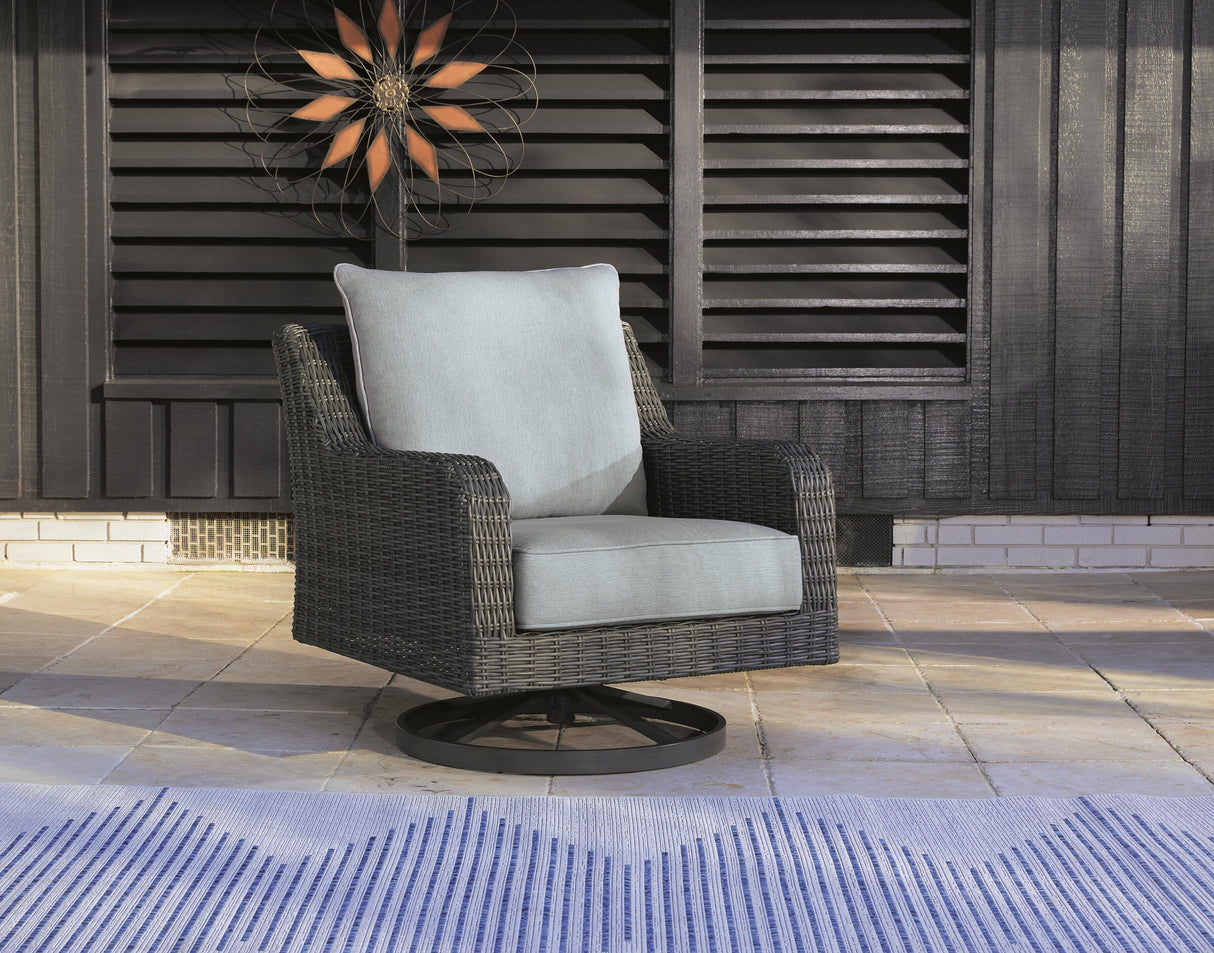 Elite Park Gray Outdoor Swivel Lounge with Cushion from Ashley - Luna Furniture