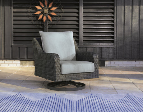 Elite Park Gray Outdoor Swivel Lounge with Cushion from Ashley - Luna Furniture