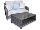 Elite Park Gray Outdoor Loveseat with Coffee Table from Ashley Furniture - Luna Furniture