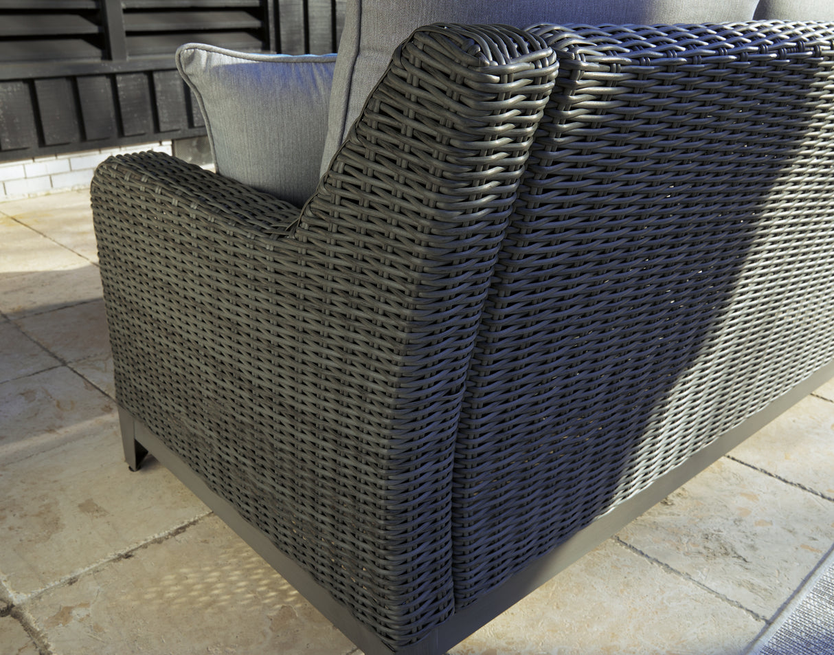 Elite Park Gray Outdoor Loveseat with Cushion from Ashley - Luna Furniture