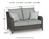 Elite Park Gray Outdoor Loveseat with Coffee Table from Ashley Furniture - Luna Furniture
