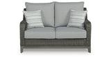 Elite Park Gray Outdoor Loveseat with Cushion from Ashley - Luna Furniture