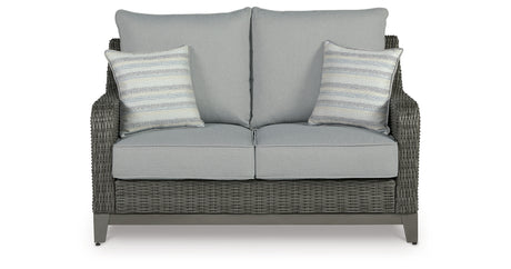 Elite Park Gray Outdoor Loveseat with Cushion from Ashley - Luna Furniture