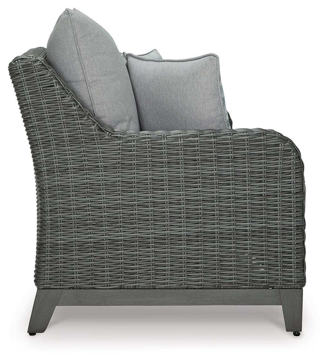 Elite Park Gray Outdoor Loveseat with Cushion from Ashley - Luna Furniture
