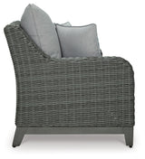 Elite Park Gray Outdoor Loveseat with Cushion from Ashley - Luna Furniture
