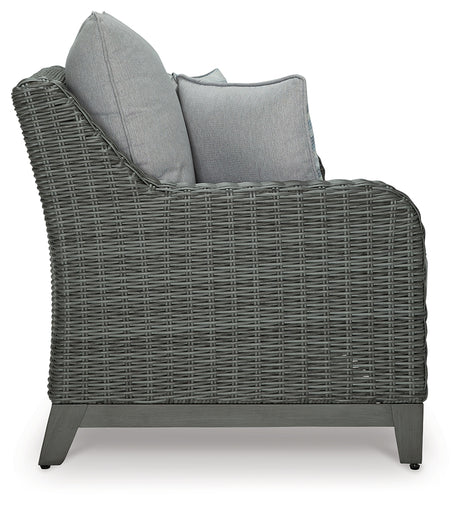 Elite Park Gray Outdoor Loveseat with Cushion from Ashley - Luna Furniture