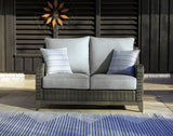 Elite Park Gray Outdoor Loveseat with Cushion from Ashley - Luna Furniture