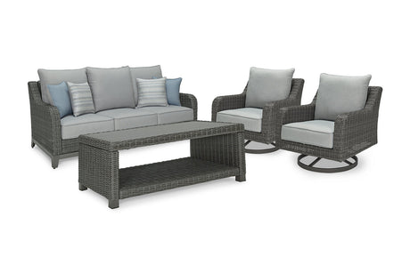 Elite Park Gray Outdoor Sofa, 2 Lounge Chairs and Coffee Table