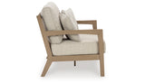 Hallow Creek Driftwood Outdoor Loveseat with Cushion from Ashley Furniture - Luna Furniture