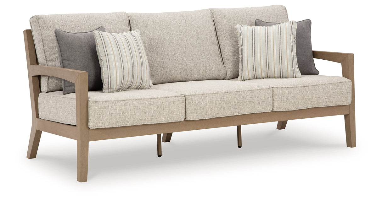 Hallow Creek Driftwood Outdoor Sofa with Cushion from Ashley Furniture - Luna Furniture