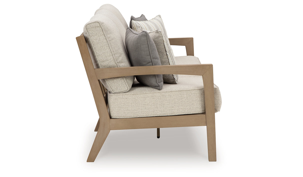 Hallow Creek Driftwood Outdoor Sofa with Cushion from Ashley Furniture - Luna Furniture