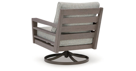 Hillside Barn Gray/Brown Outdoor Swivel Lounge with Cushion from Ashley Furniture - Luna Furniture