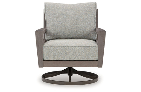 Hillside Barn Gray/Brown Outdoor Swivel Lounge with Cushion from Ashley Furniture - Luna Furniture