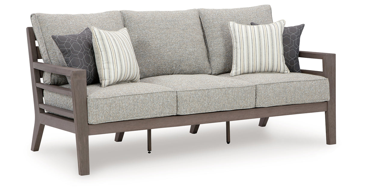 Hillside Barn Gray/Brown Outdoor Sofa with Cushion from Ashley Furniture - Luna Furniture
