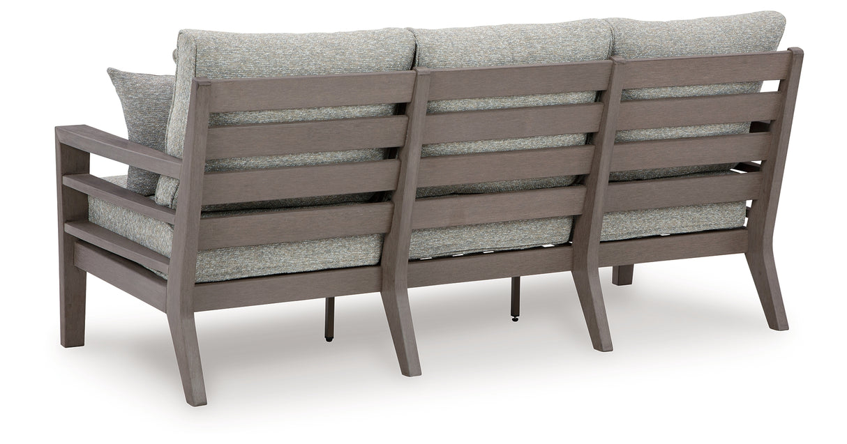 Hillside Barn Gray/Brown Outdoor Sofa with Cushion from Ashley Furniture - Luna Furniture