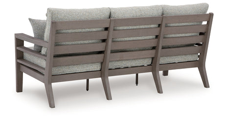 Hillside Barn Gray/Brown Outdoor Sofa with Cushion from Ashley Furniture - Luna Furniture