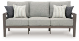 Hillside Barn Gray/Brown Outdoor Sofa with Cushion from Ashley Furniture - Luna Furniture