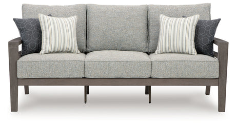 Hillside Barn Gray/Brown Outdoor Sofa with Cushion from Ashley Furniture - Luna Furniture