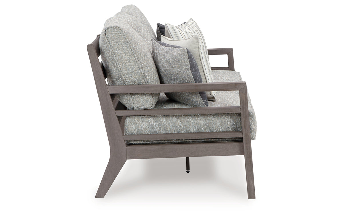 Hillside Barn Gray/Brown Outdoor Sofa with Cushion from Ashley Furniture - Luna Furniture