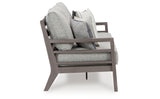 Hillside Barn Gray/Brown Outdoor Sofa with Cushion from Ashley Furniture - Luna Furniture