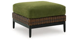 Horizon Hall Brown/Green Outdoor Ottoman with Cushion from Ashley Furniture - Luna Furniture