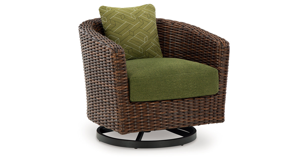 Horizon Hall Outdoor Sofa and 2 Chairs with Coffee Table in Brown/Green from Ashley - Luna Furniture