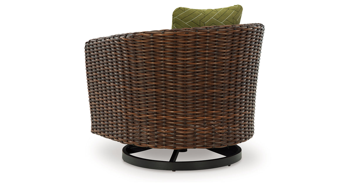 Horizon Hall Outdoor Sofa and 2 Chairs with Coffee Table in Brown/Green from Ashley - Luna Furniture