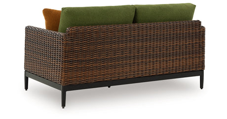 Horizon Hall Outdoor Sofa and Loveseat in Brown/Green from Ashley - Luna Furniture