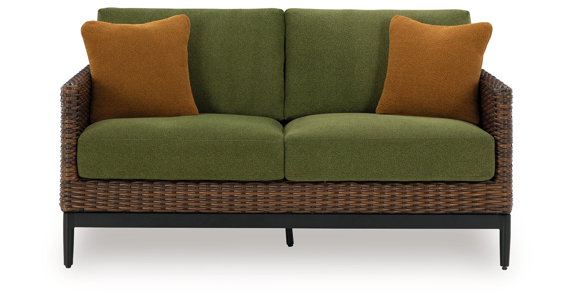 Horizon Hall Brown/Green Outdoor Loveseat with Cushion – Luna