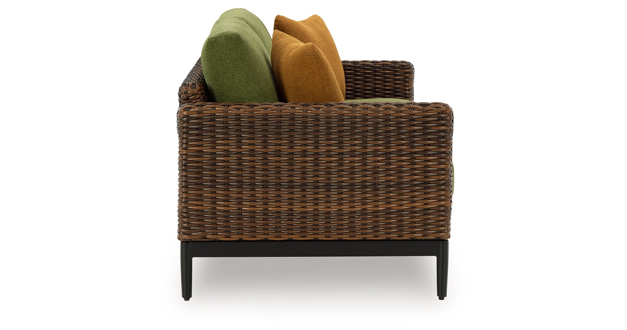 Ashley Horizon Hall Brown/Green Outdoor Loveseat with Cushion