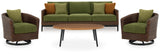 Horizon Hall Outdoor Sofa, 2 Lounge Chairs, Ottoman and Coffee Table from Ashley Furniture - Luna Furniture