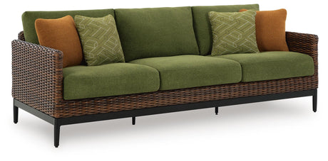 Horizon Hall Brown/Green Outdoor Sofa, 2 Lounge Chairs and 2 Ottomans from Ashley - Luna Furniture