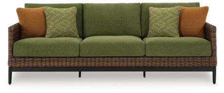 Horizon Hall Brown/Green Outdoor Sofa, 2 Lounge Chairs and 2 Ottomans from Ashley - Luna Furniture