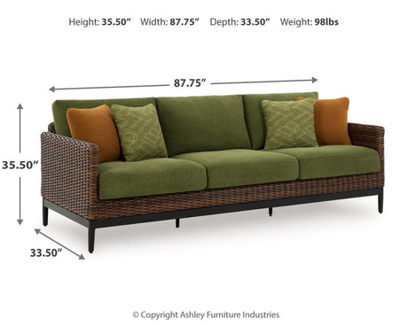 Horizon Hall Brown/Green Outdoor Sofa, 2 Lounge Chairs and 2 Ottomans from Ashley - Luna Furniture