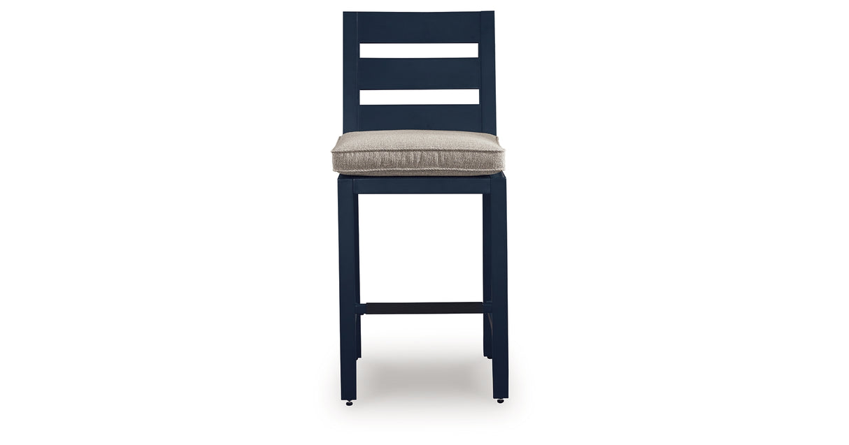 East Beach Blue Outdoor Counter Height Bar Stool (Set of 2) from Ashley Furniture - Luna Furniture