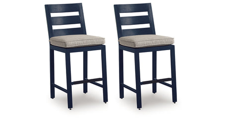 East Beach Blue Outdoor Counter Height Bar Stool (Set of 2) from Ashley - Luna Furniture